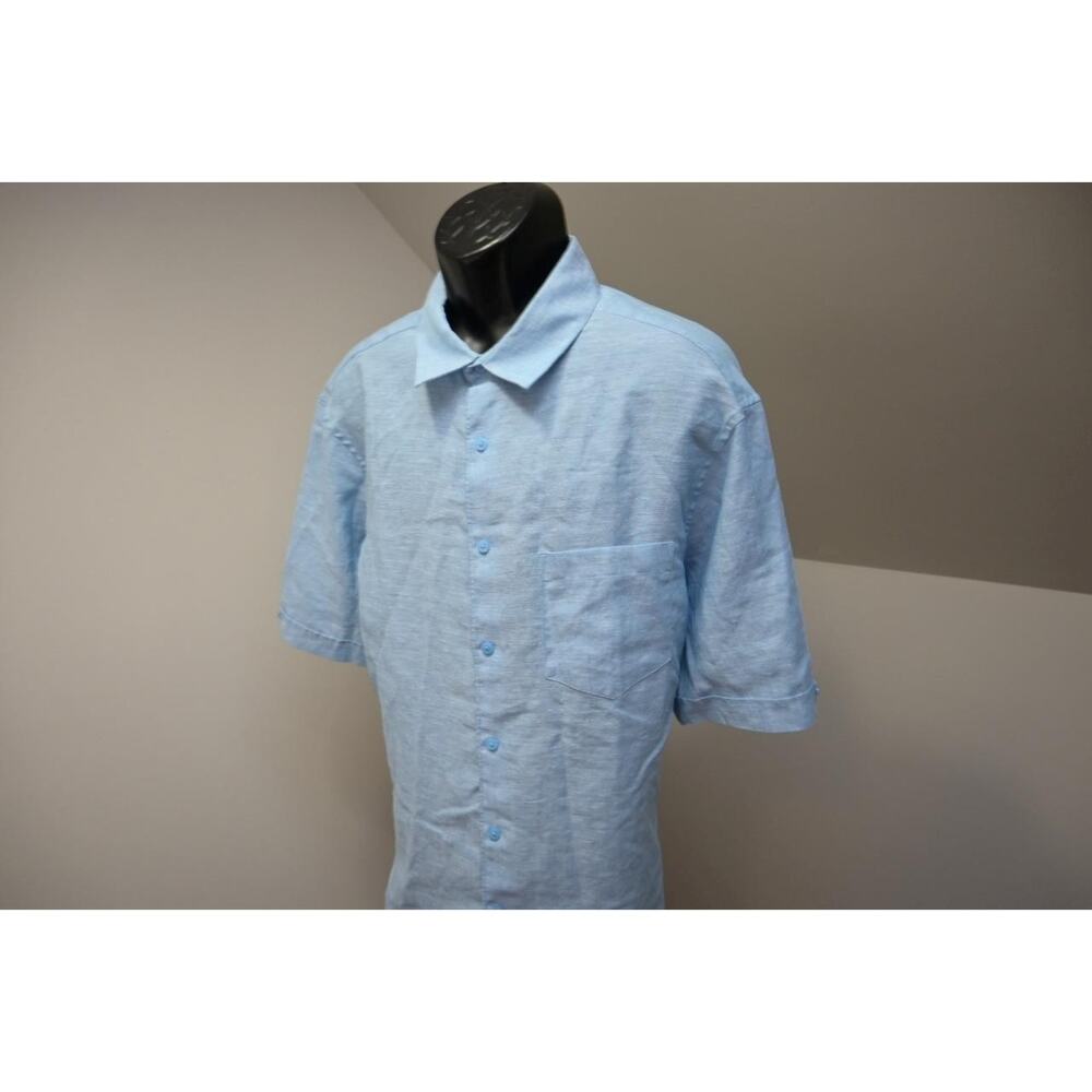 Cubavera Hawaiian Button Up Camp Shirt Linen Polyester‎ Relaxed Mens Sz XL